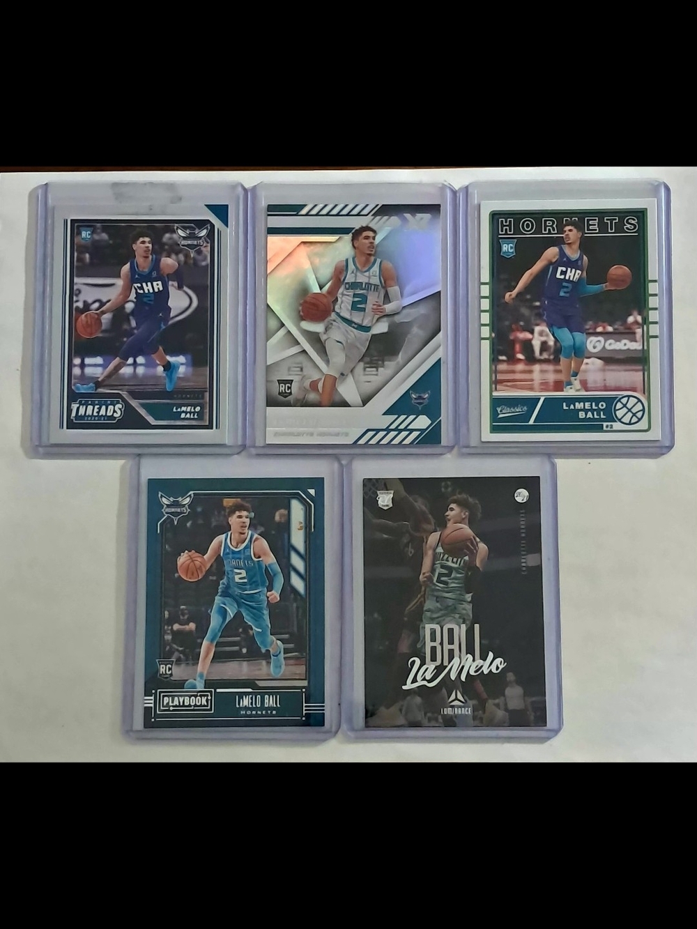 Lamelo Ball 2020-21 Panini Rookie NBA Basketball Card Lot of 5